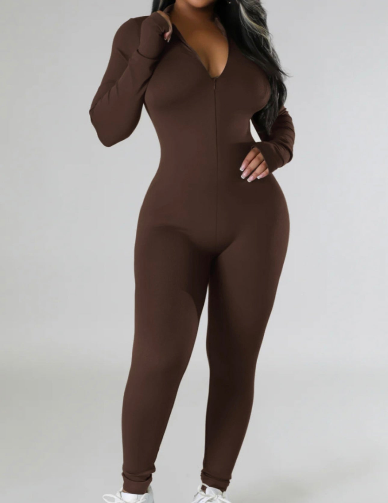Brown Plain Jain Jumpsuit