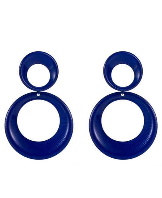 Navy Blue Retro Earrings