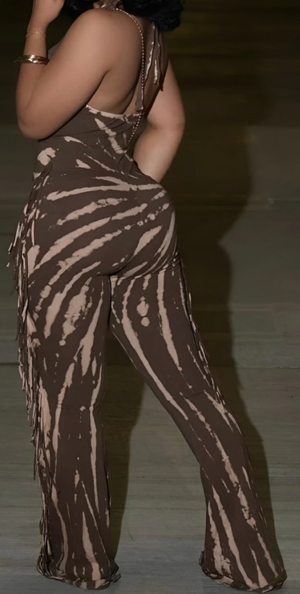 Brown Swirl Tassel Jumpsuit
