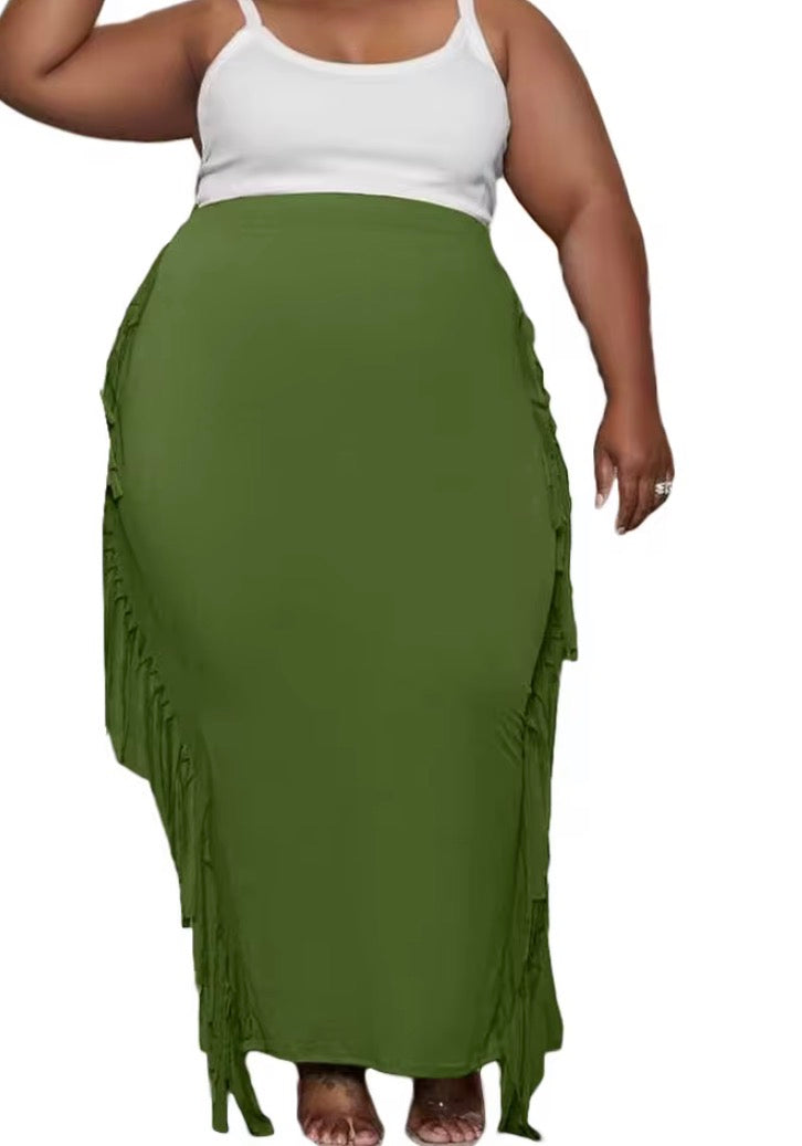 Plus Tassel Maxi Skirt