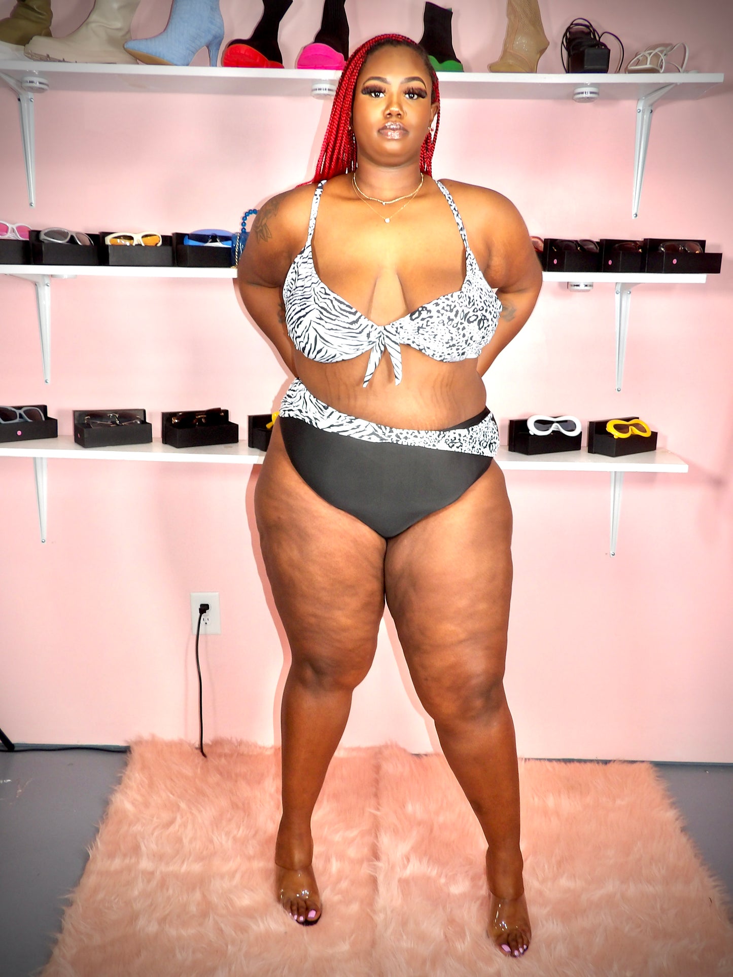 Plus Size Zebra 2 Piece Swimwear