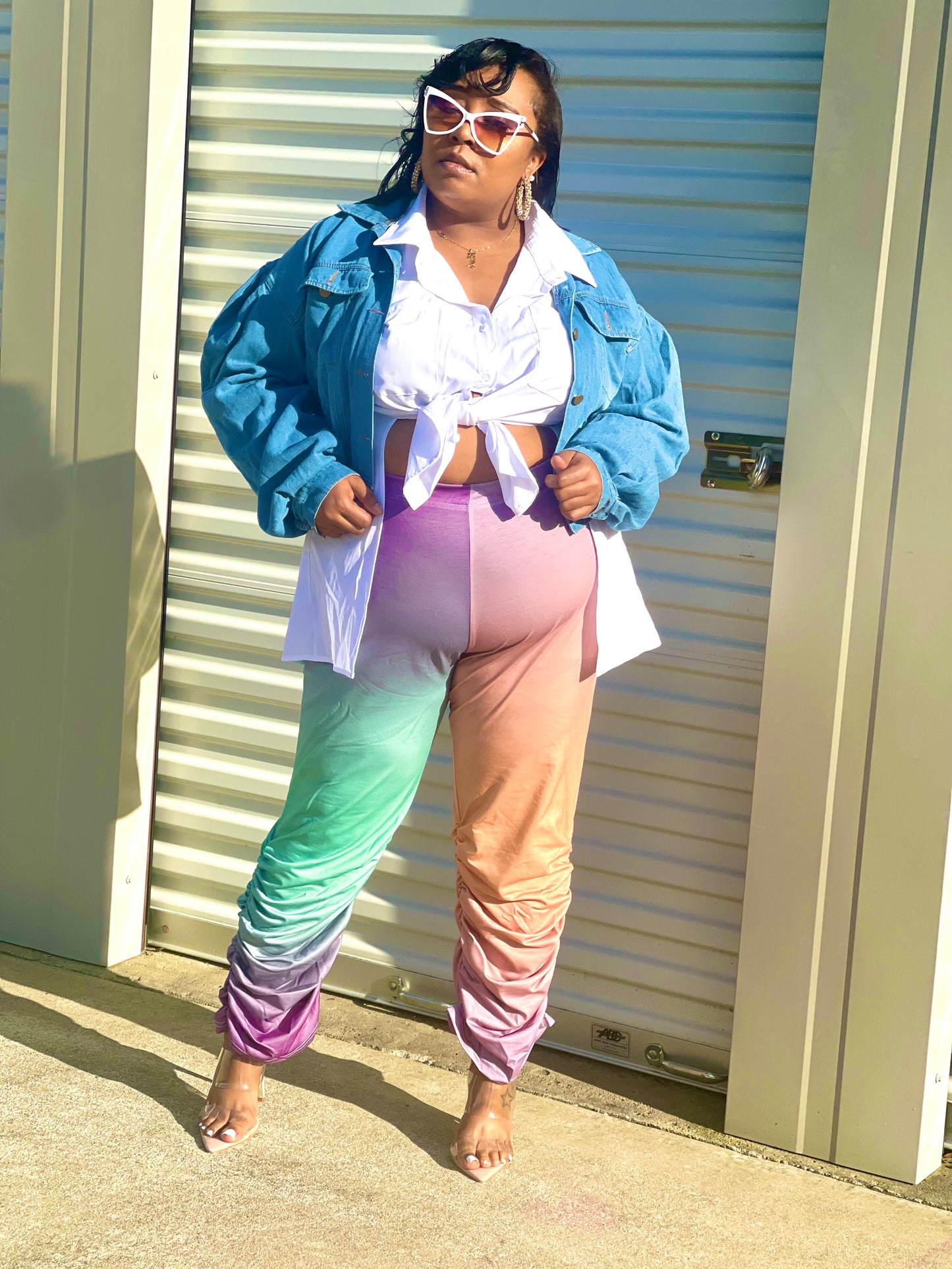 Plus Size Spring Colored Stacked Pants