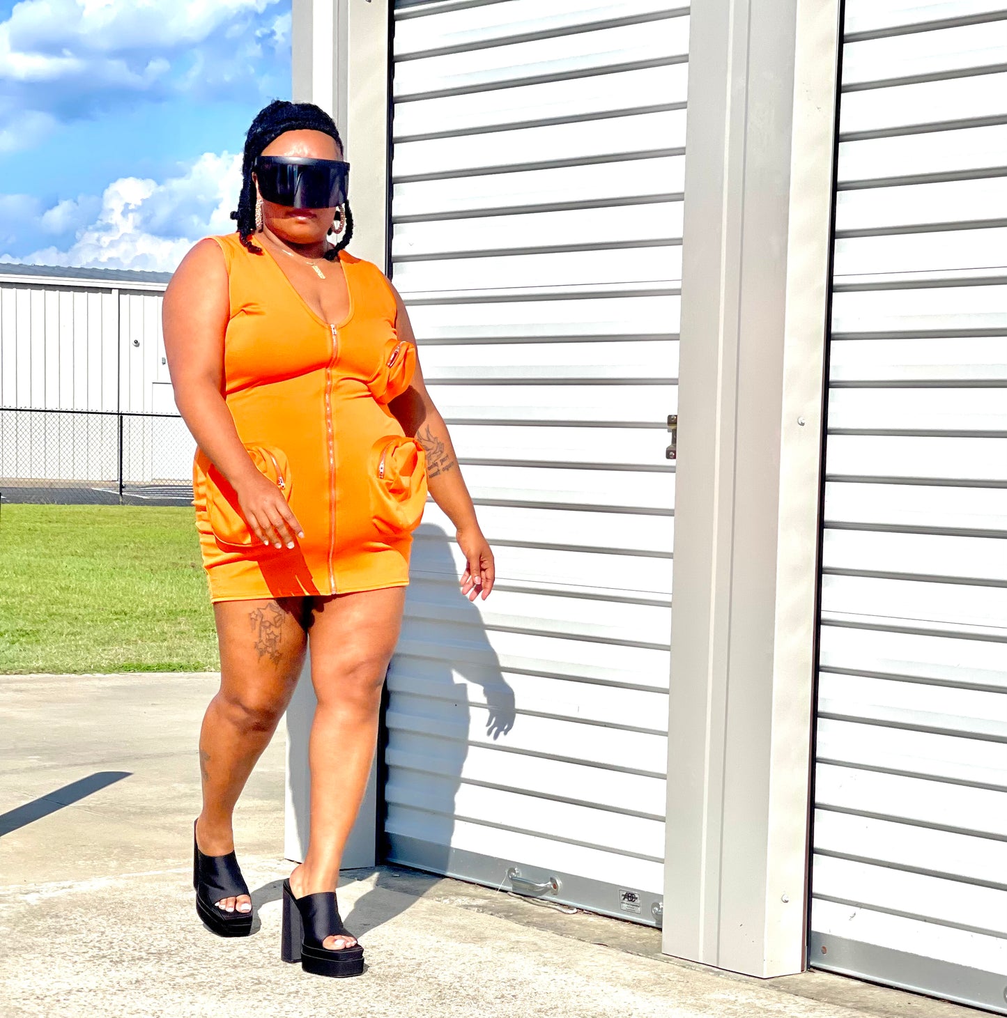 Orange Pocket Dress