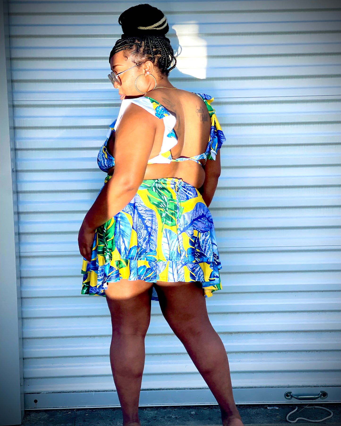 Plus Size 2 Piece Floral Beach Set