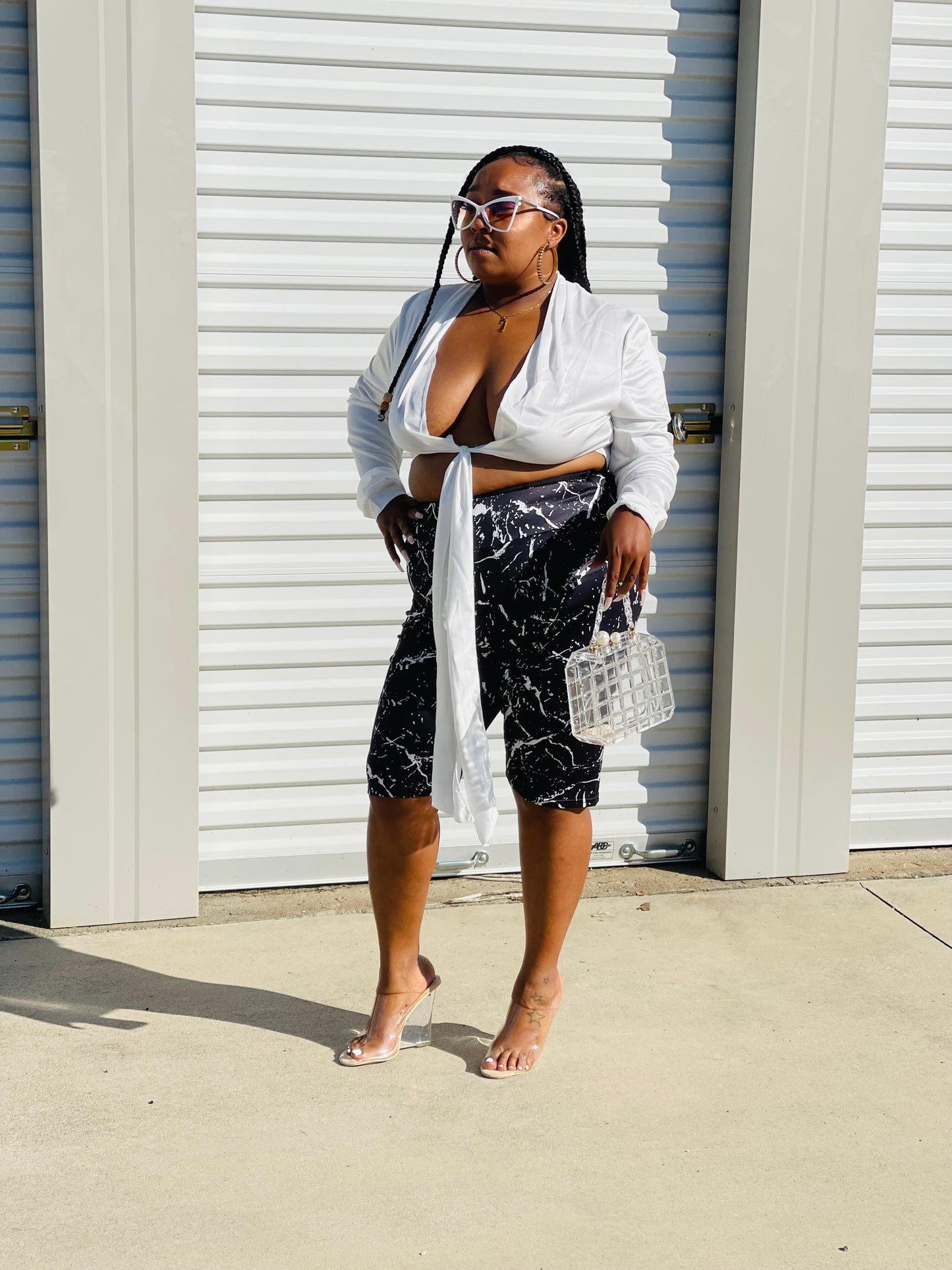 Plus Size Marble Shorts