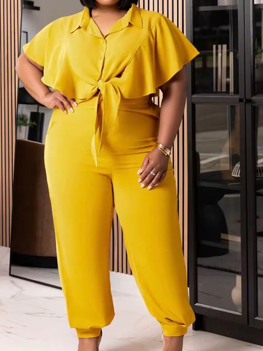Plus Yellow Ruffled 2 Piece Set