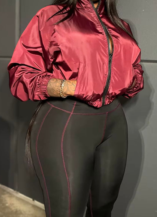 Burgundy Windbreaker Set