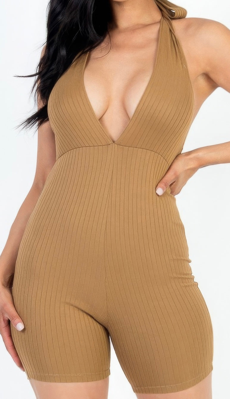 Tan Plain Jain Romper