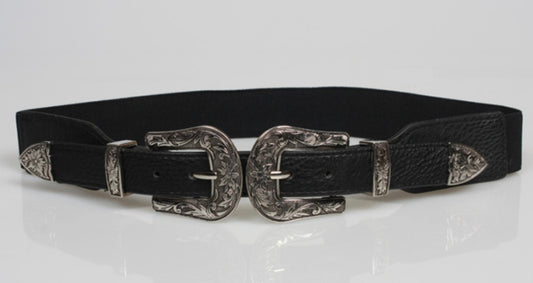 Silver Double Buckle Belt