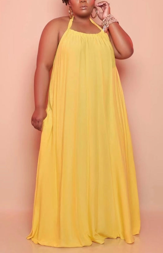 Yellow Maxi Dress with Pockets