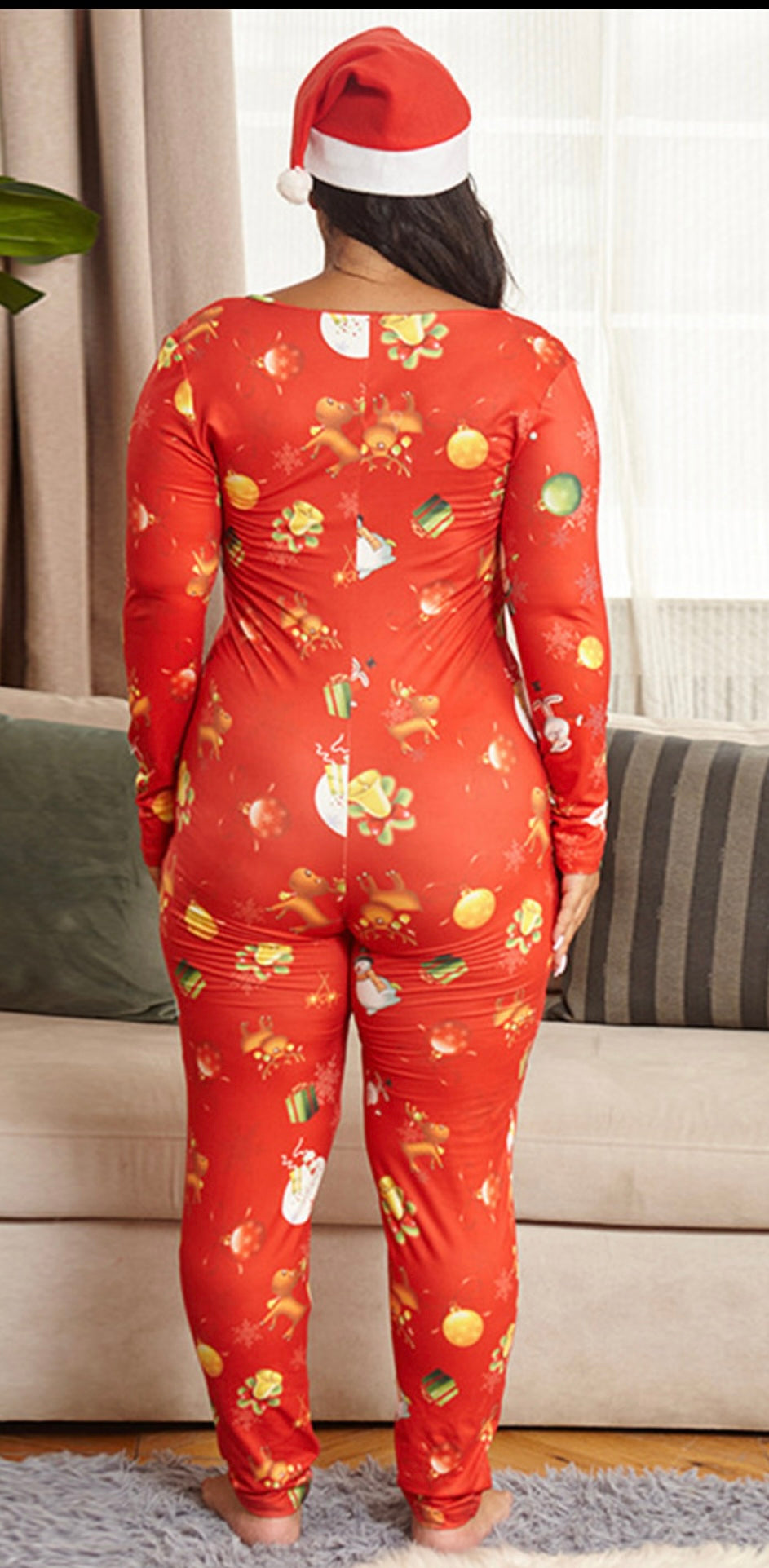 Plus Size Red Assorted Pants Onesie