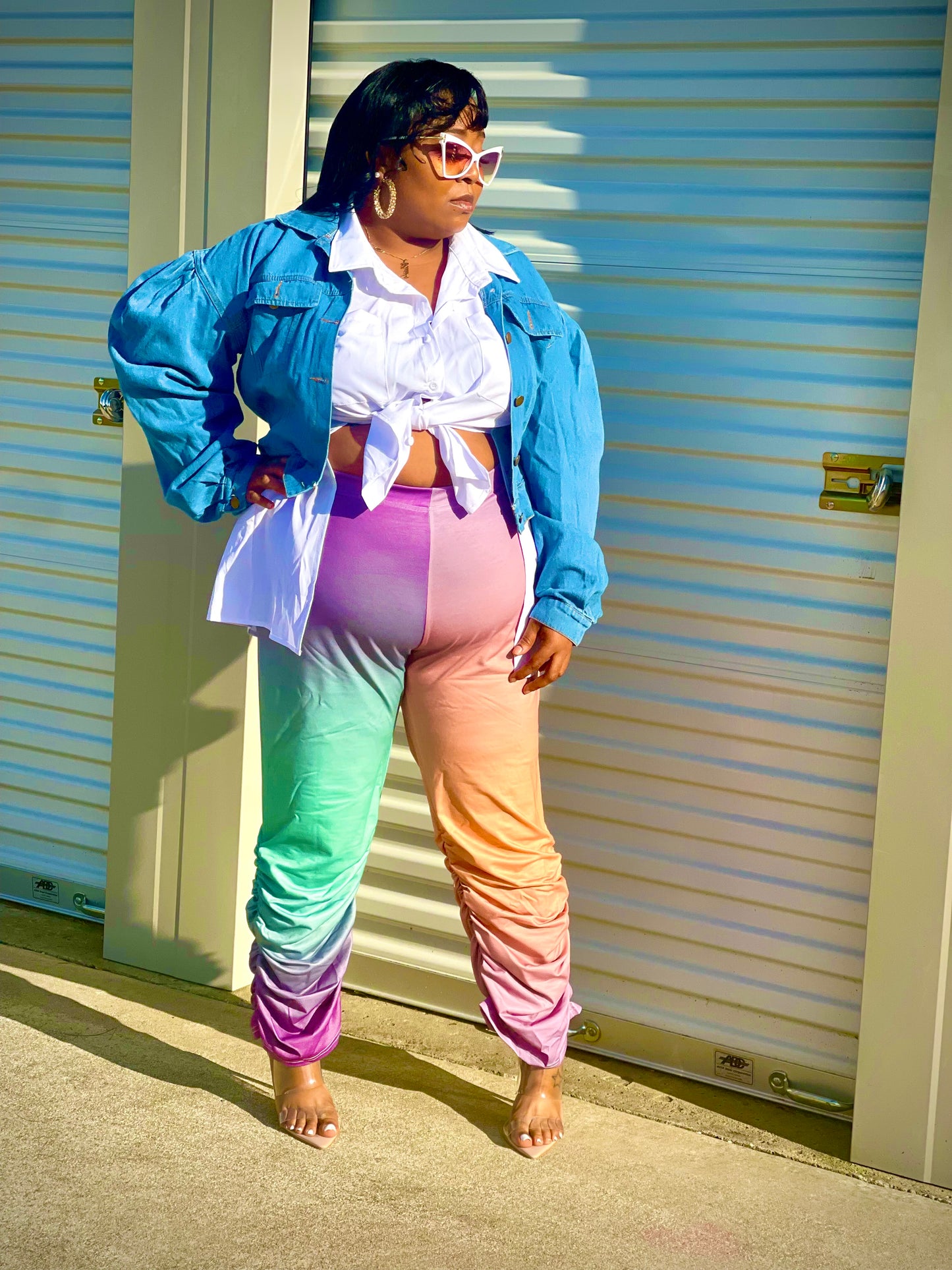 Plus Size Spring Colored Stacked Pants