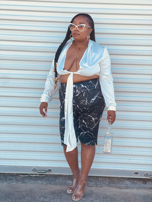 Plus Size Marble Shorts